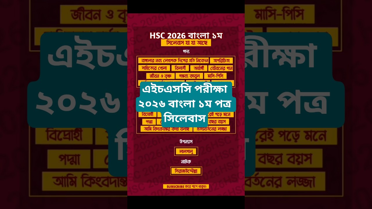 এইচএসসি পরীক্ষা ২০২৬ বাংলা ১ম পত্র সিলেবাস || HSC 2026 Bangla 1st Paper Syllabus