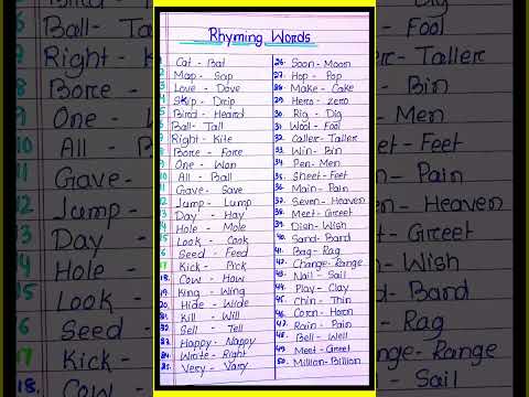 50 Rhyming Words in English l Rhyming words in English l English grammar Rhyming Words