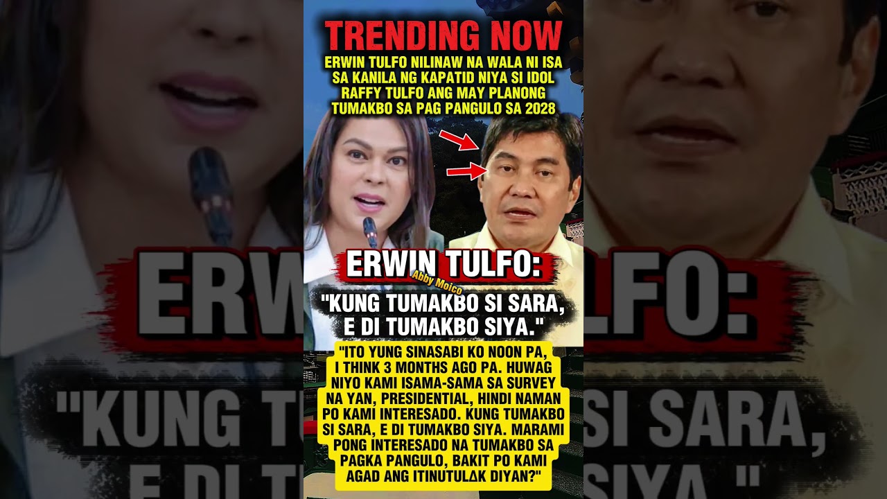 ERWIN TULFO: KUNG TATAKBO SI SARA, E DI TUMAKBO SIYA #shorts