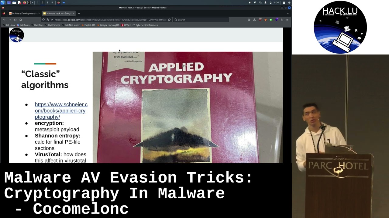 Hack.lu 2023: Malware AV Evasion Techniques – Cryptography in Malware by Cocomelonc