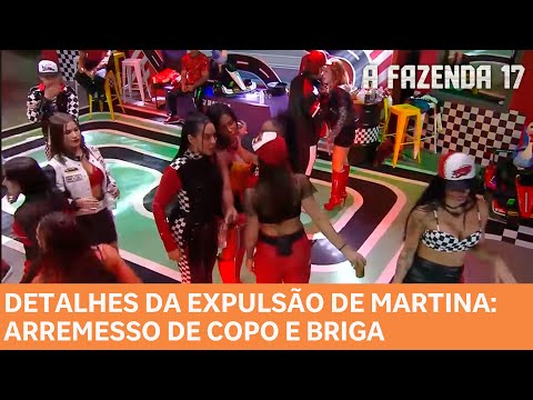 A FAZENDA 17: Detalhes da expulsão de Martina - Peoas jogam bebida e briga generalizada na festa