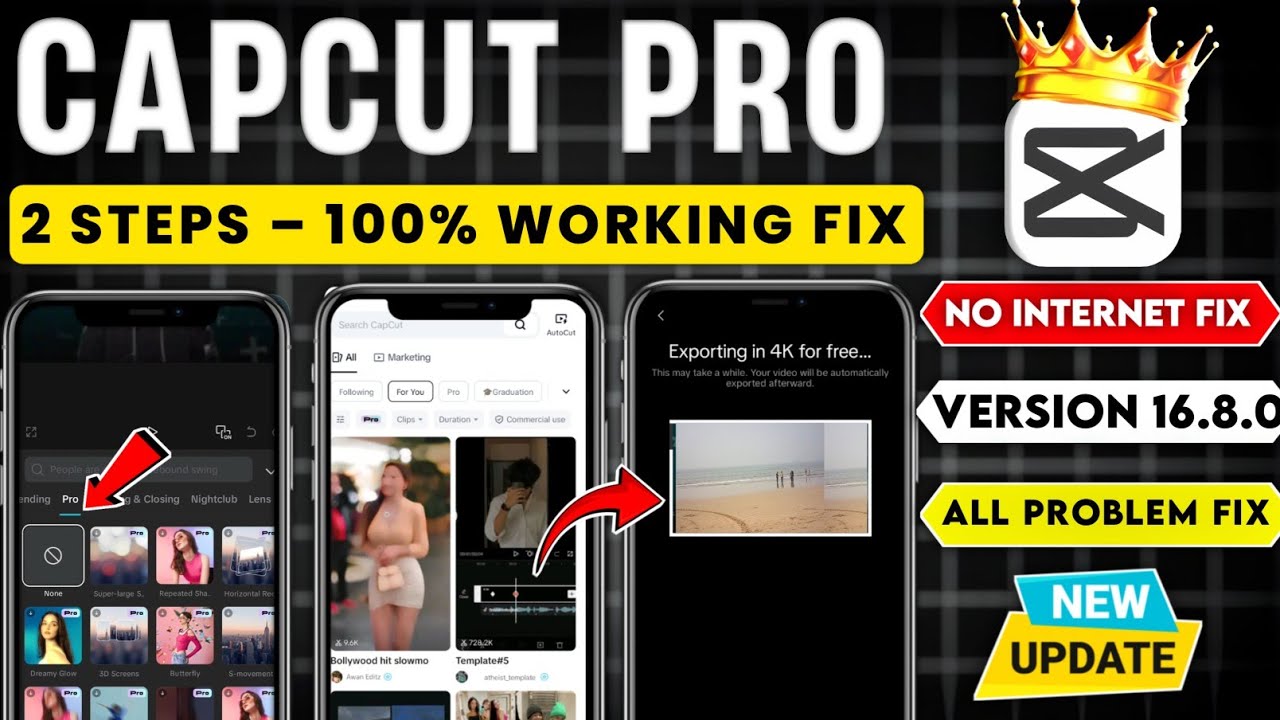 Capcut Pro New Update 16.8.0 | CapCut No Internet & Template All Problem Solved 100% Working ✅