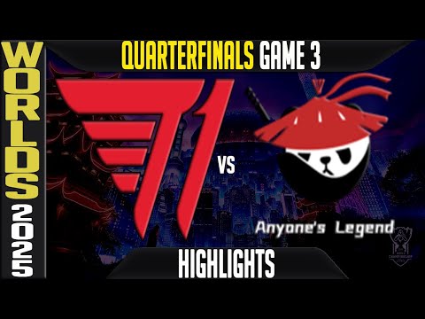T1 vs AL Highlights Game 3 | Worlds 2025 Quarterfinals | T1 vs Anyones Legend G3