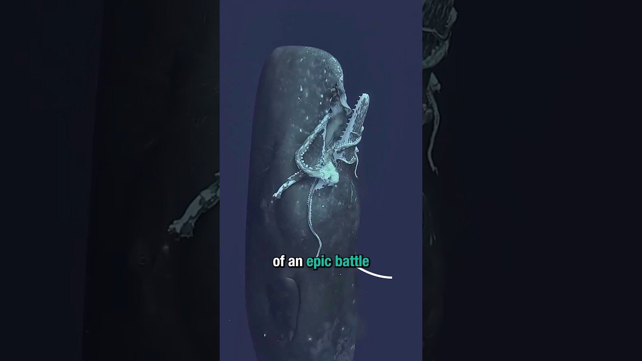 FIRST EVER Footage of Giant Squid Eaten By Sperm Whale!
