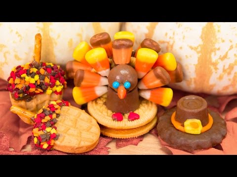 No Bake Thanksgiving Cookies: Oreo Candy Corn Turkeys, Rolo Pilgrim Hats & Nutter Butter Acorns