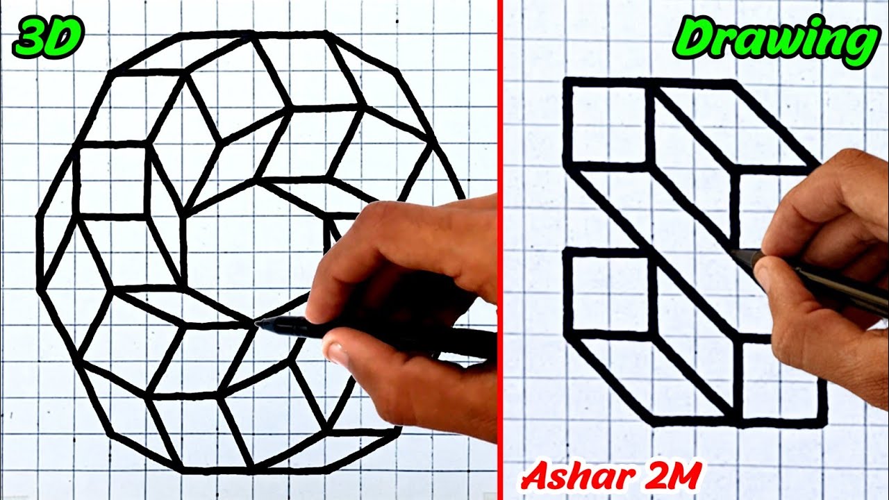 Simple 3D Drawings on Graph Paper 🟣