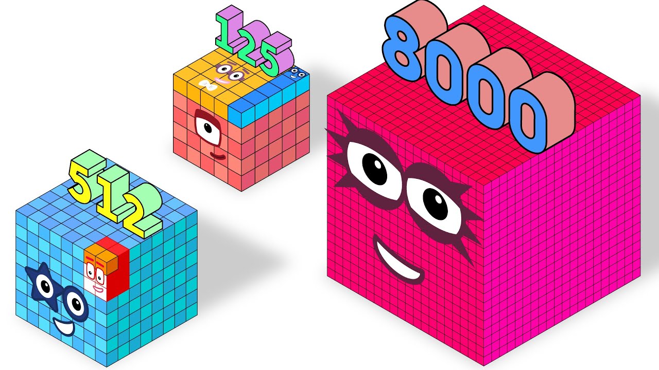 Cube Numbers from 1 to 8000 | Numberblocks 🔢