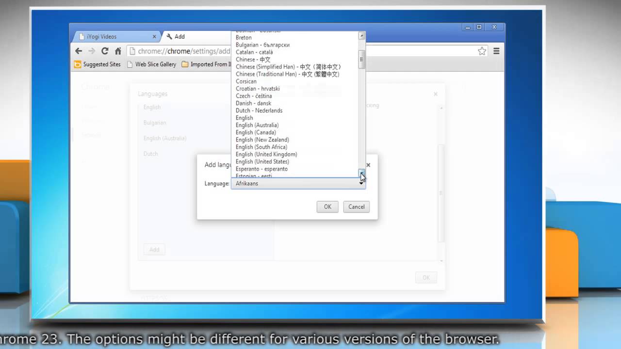 Change Chrome Interface Language on Windows 7