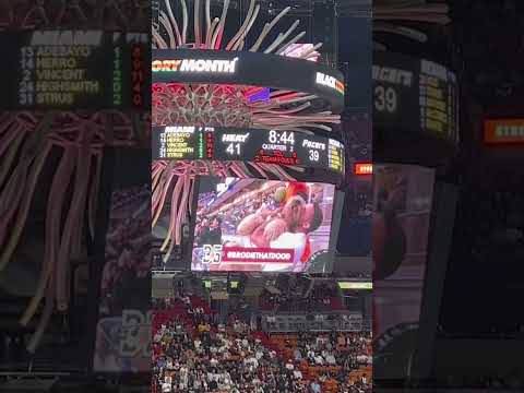 They put me and my dog on the kiss cam! @MiamiHEAT #goldendoodle #dogdad #kiss