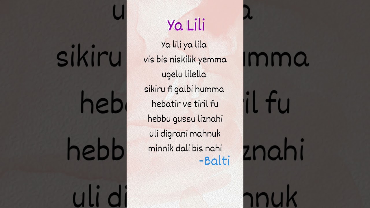 Ya Lili - "Balti" #lyrics #yalili #songlyrics #song #lyricsvideo