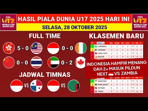 Hasil Piala Dunia U17 2025 - Indonesia vs Pantai Gading - Klasemen Piala Dunia u17 Terbaru