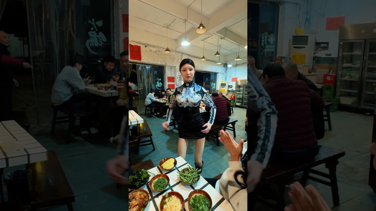 قابلت بنت روبوت تقدم الأكل في الصين 🤖