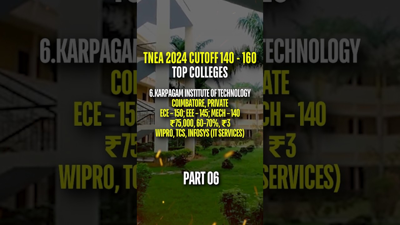 Karpagam Institute of Technology Coimbatore | TNEA Cutoff 140-160 & Placements