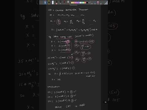 Chinese remainder theorem in cryptography#CRT #ChineseRemainderTheorem #NumberTheory #Shorts
