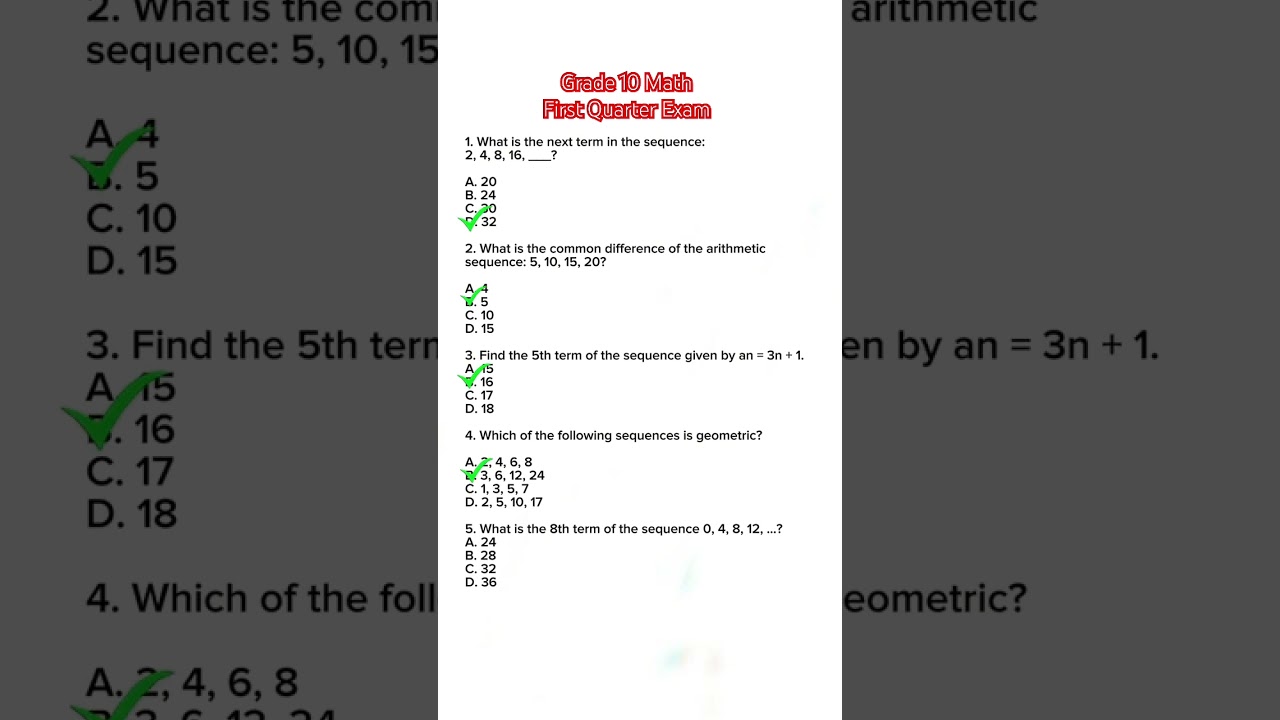 Grade 10 Mathematics First Quarter Exam - Part 1 Review