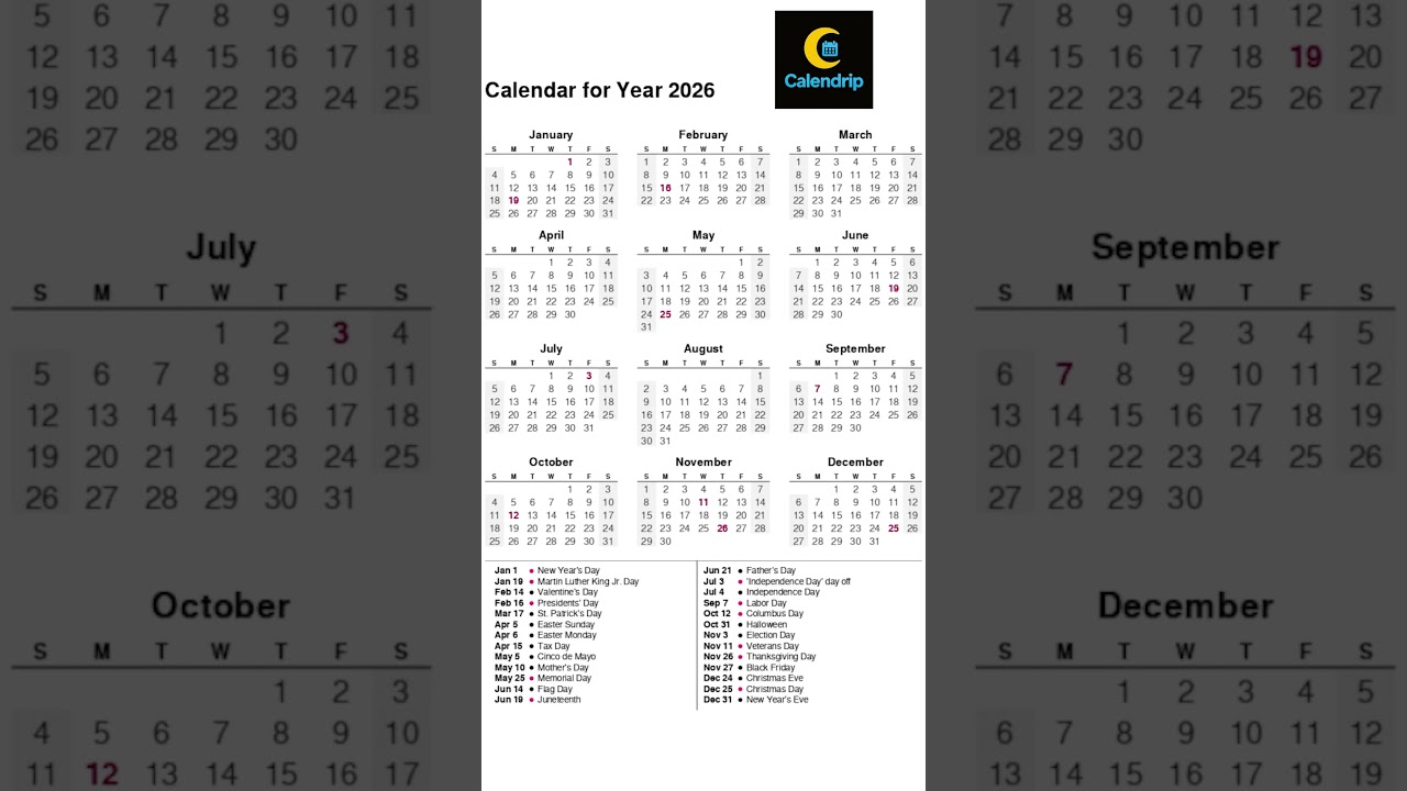 2026 Full Calendar with Monthly Breakdown 📅
