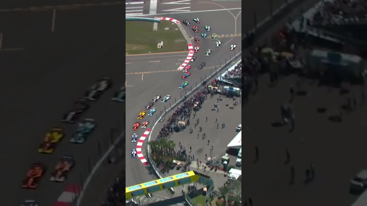 CHAOS on the first lap in St. Pete! 😳 #indycar #racing #firestonegp