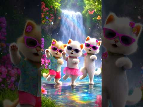 Baby cats dancing by waterfall #shorts #trending #catvideos #viralvideo #viral #cat #cute #catdance