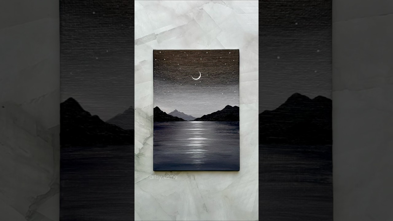 Easy Moonlight Ocean Painting π - Beginner Tutorial