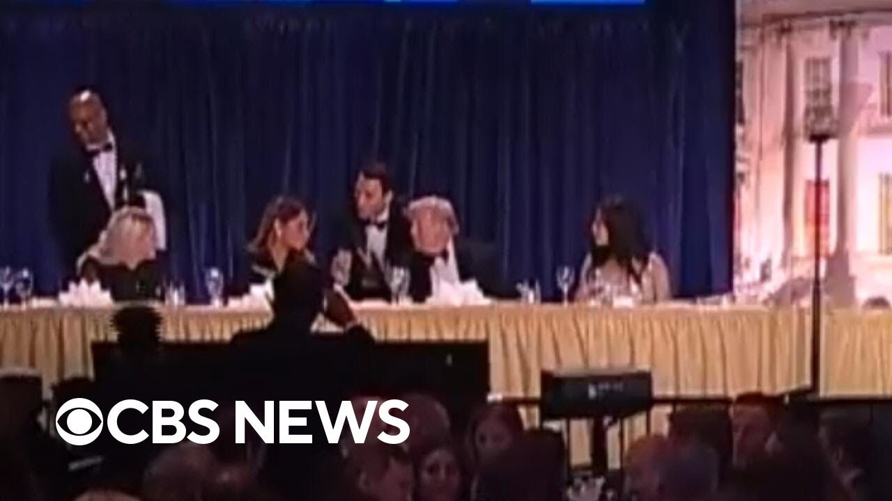 Watch the moment Trump is evacuated from White House Correspondents' Dinner due to shooting