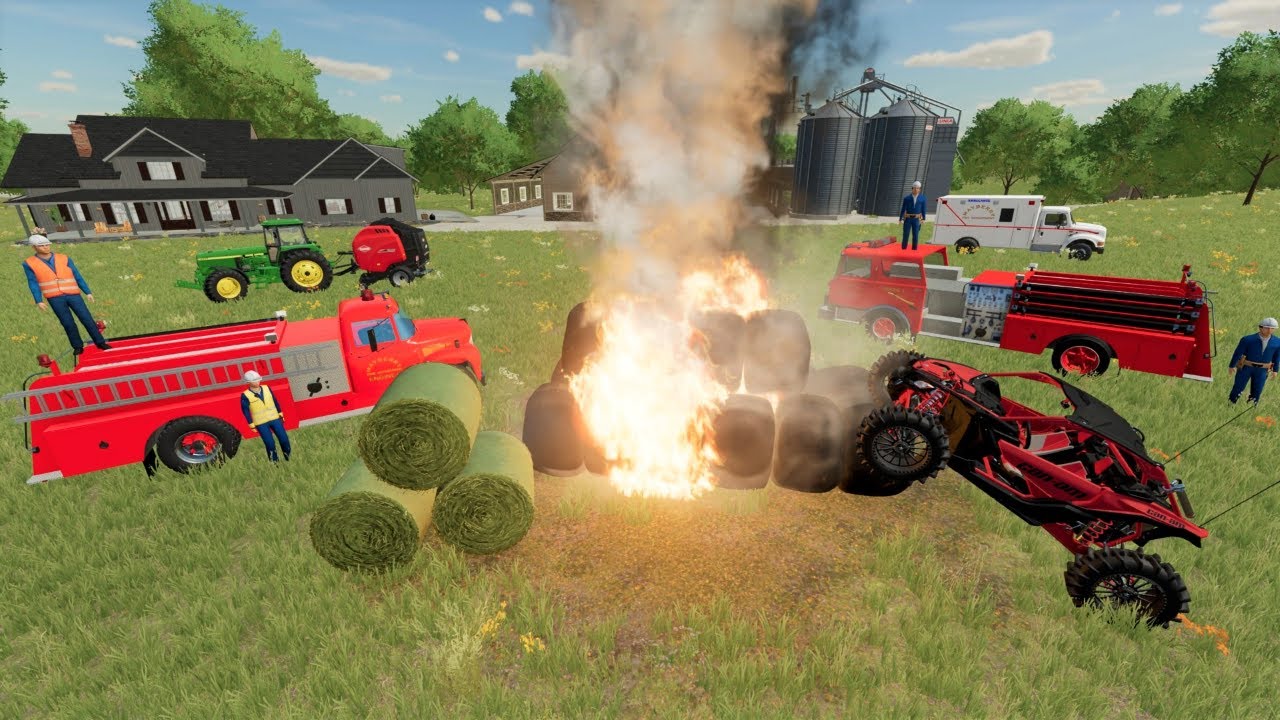 Firefighters Battle Major Blaze in Farming Simulator 🚒