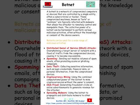 Botnet | Info | Cybersecurity | Security Awareness | Karthik SR