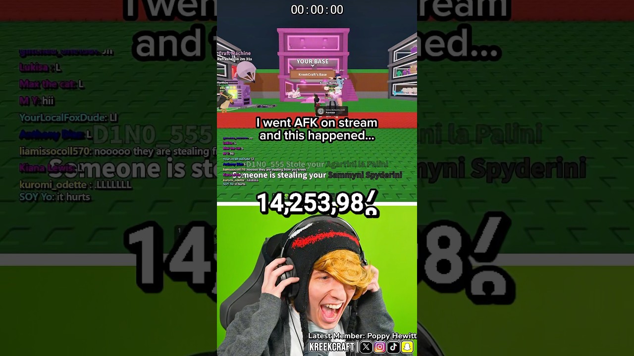 KreekCraft Goes AFK During 'Steal a Brainrot' Live Stream 🚀