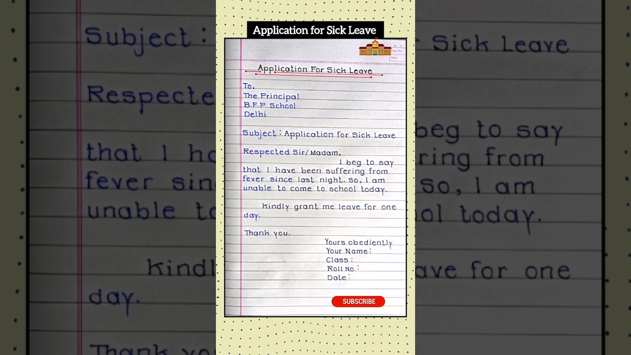 Sick Leave Application for 2 Days Due to Fever | Short Video