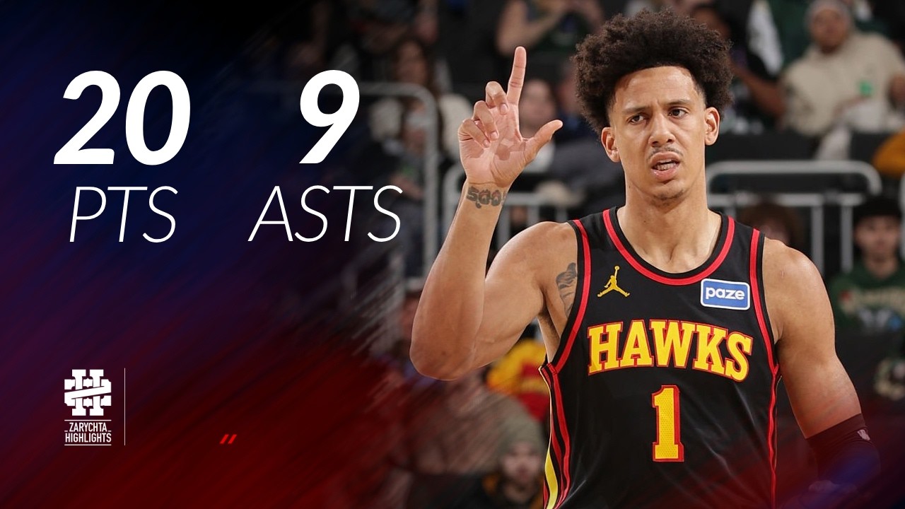 Jalen Johnson 20 pts 9 asts vs Bucks 25/26 season