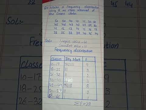 make a frequency distribution using 8 as class interval ||