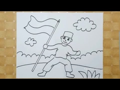 Menggambar tema Hari Pahlawan yang mudah