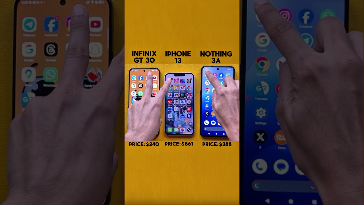 Infinix GT 30 vs iPhone 13 vs Nothing 3A ⚡ Triple App Speed Test Battle 2025 🚀