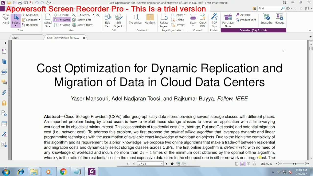 IEEE Data Mining 2017-2018: Cost Optimization & Replication