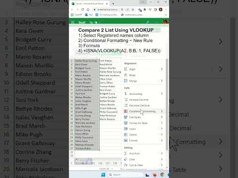 Compare two lists to find missing values using VLOOKUP in Excel - Excel Tips and Tricks