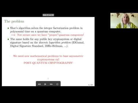 Code-Based Cryptography - an Overview : Prof. Anna-Lena Horlemann