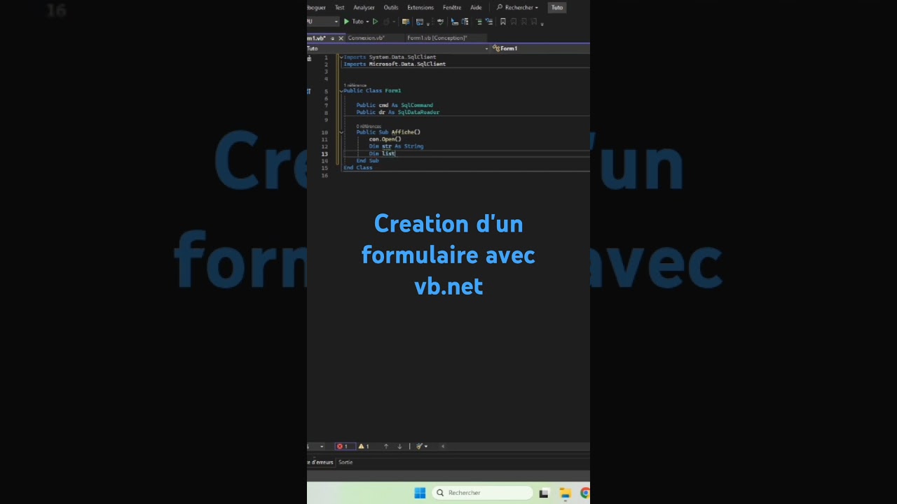 Créer un formulaire VB.NET avec SQL Server
