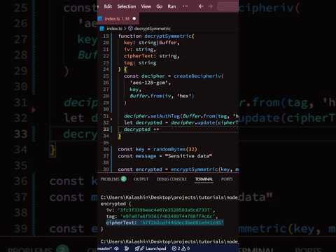 How symmetric decryption of data works #coding #encryption #nodejs #typescript #backend #javascript