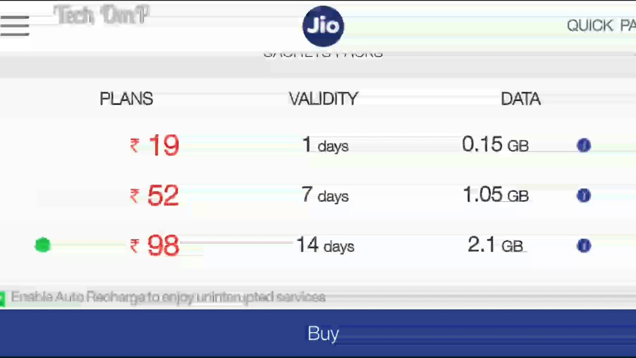 Jio's New Sachet Plans Jan 2018: Rs 19, 52 & 98