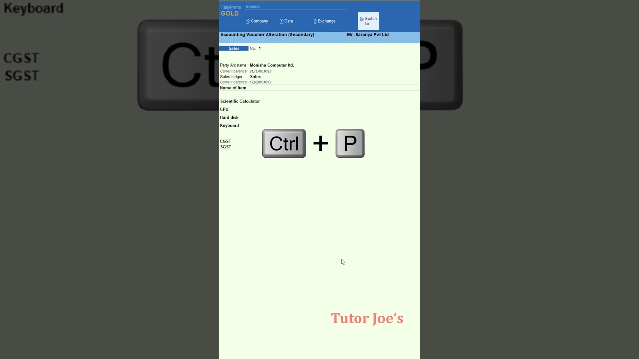 Printing Invoices to PDF in Tally Prime | Tutor Joes