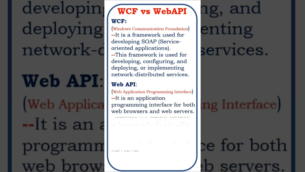 difference between wcf and webapi@ensolutions5210 #coding #wcf #webapi #shorts