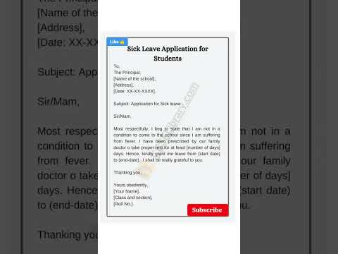 Sick leave application for students | Application for school | application for leave | #application