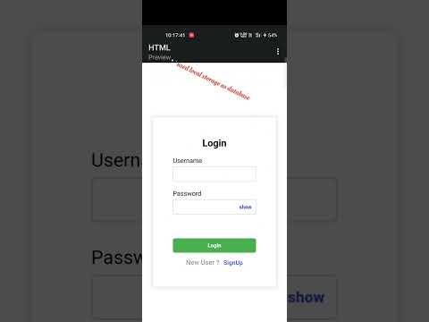 Login page with local storage as database || make mobile a small database || Advanced login page