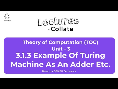3.1.3 Example of Turing Machine as an Adder | TOC | Unit - 3 | IPU