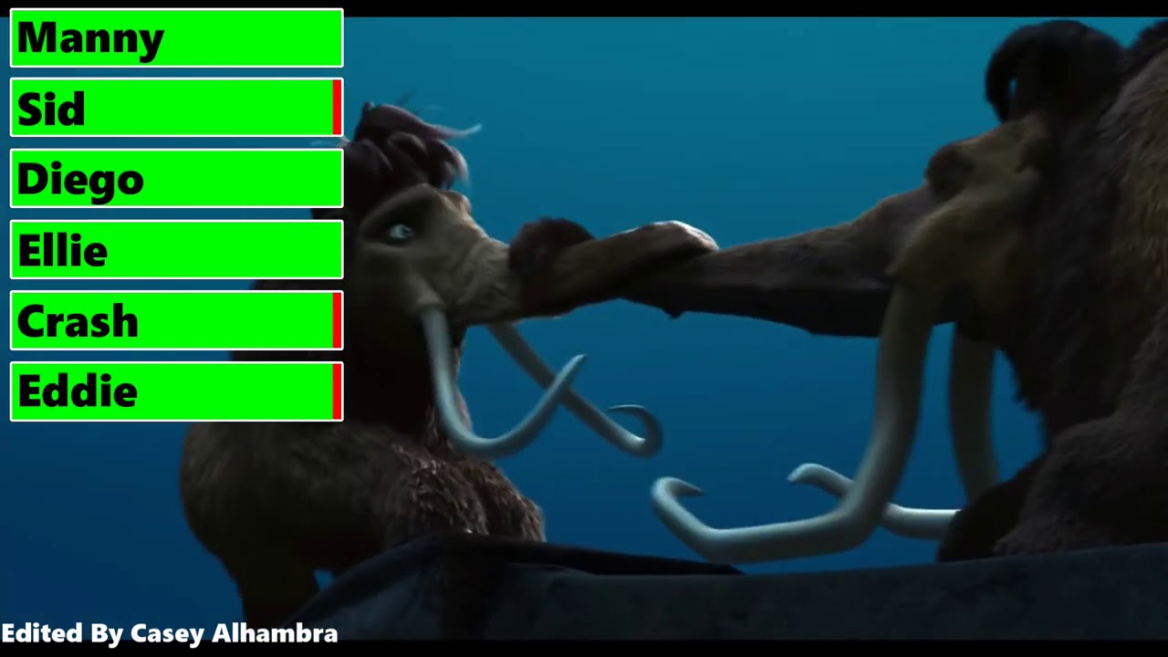 Ice Age: The Meltdown (2006) Cliff Scene with healthbars