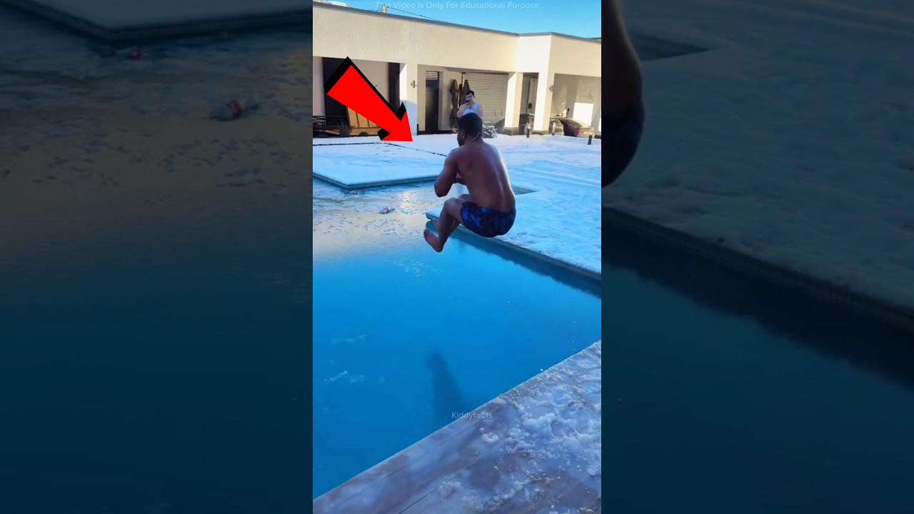 Epic Jump into the Frozen Pool! ❄️ Watch the Shocking Moment
