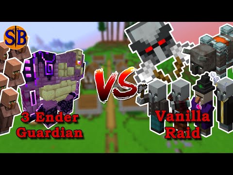 Can 3 Ender Guardian (L_Ender's Cataclysm) Defend against a REAL Vanilla Raid | Minecraft Mob Battle