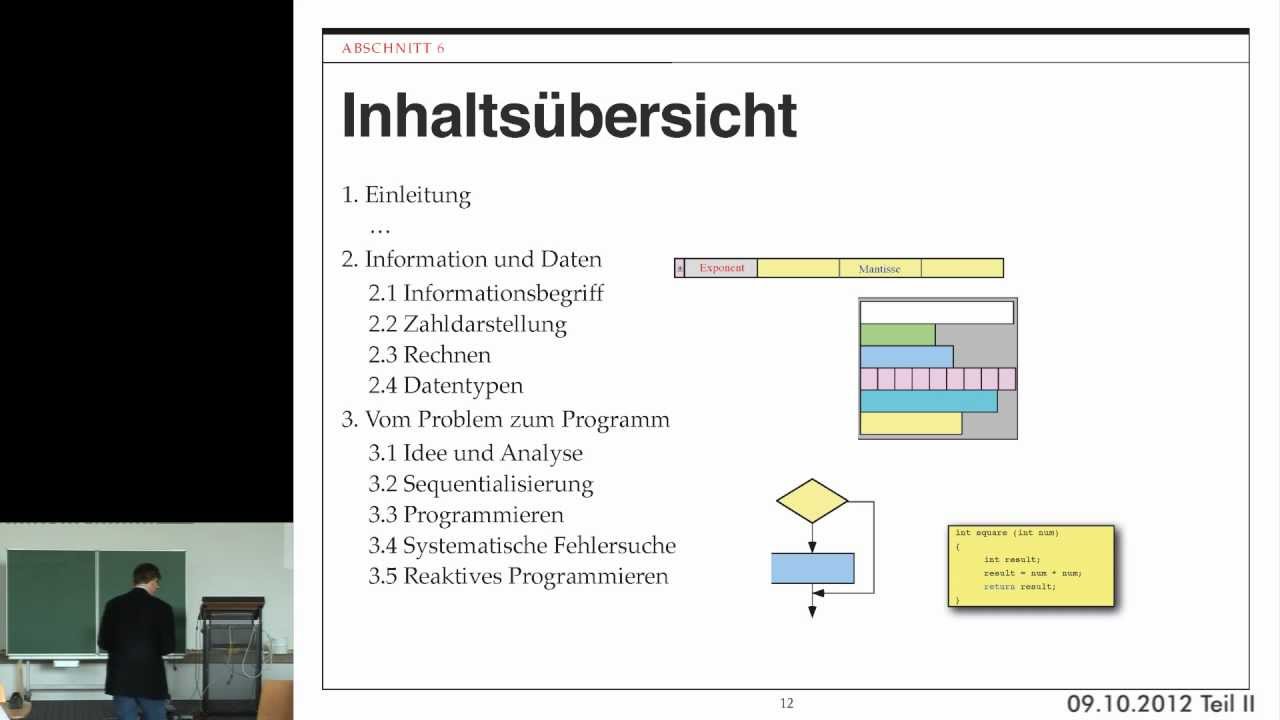 Grundlagen der Informatik – Vorlesung 01, Teil II (09.10.2012) mit Professor Froitzheim 📚