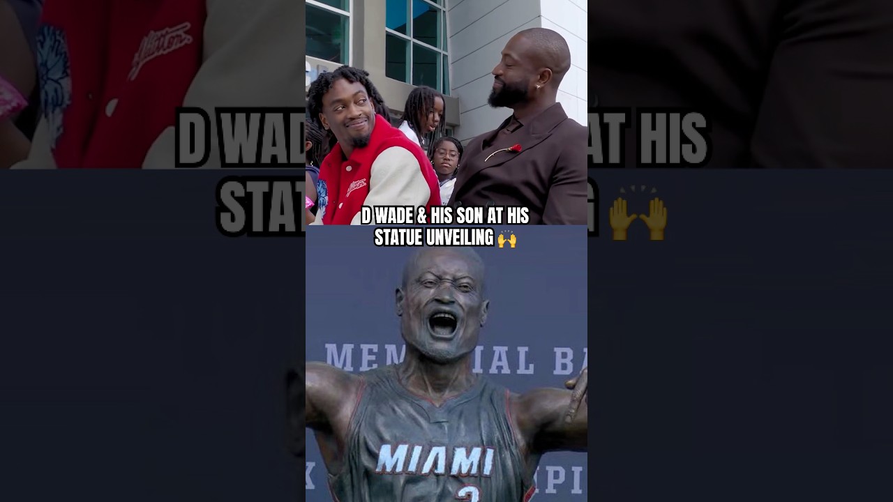 Dwyane Wade and Son Zaire at Miami Heat Statue Unveiling 🏀