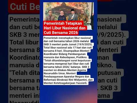 Pemerintah Tetapkan Hari Libur Nasional dan Cuti Bersama 2026 #matalokal
