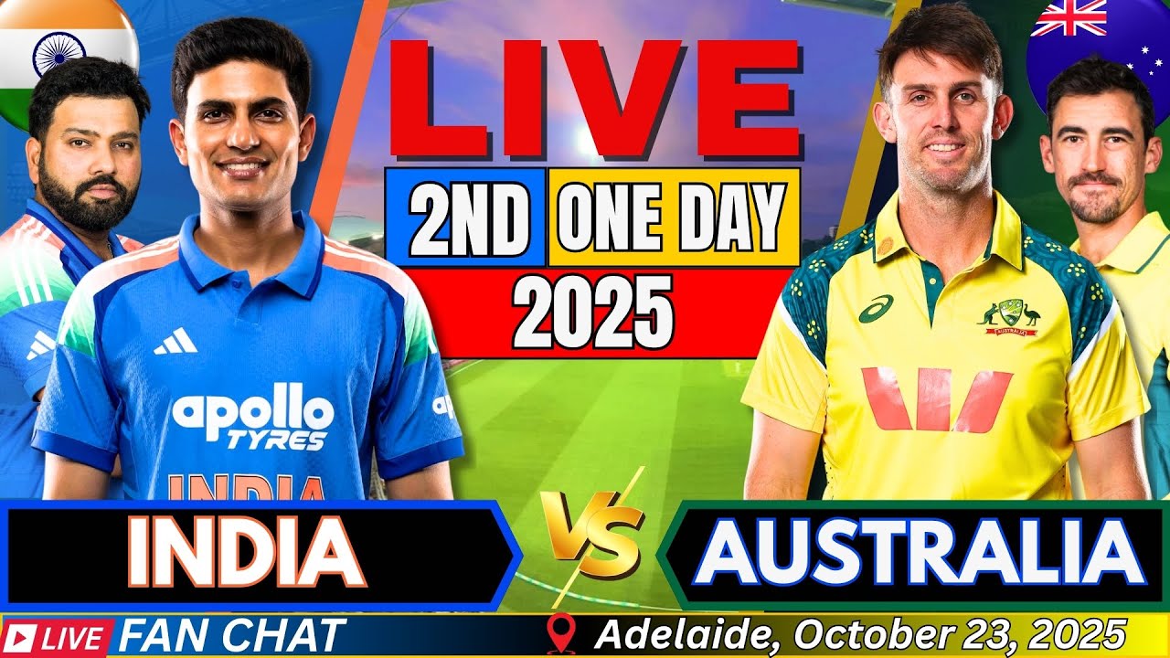 🔥 India vs Australia 2nd ODI LIVE | Real-Time Score & Commentary from Adelaide Oval